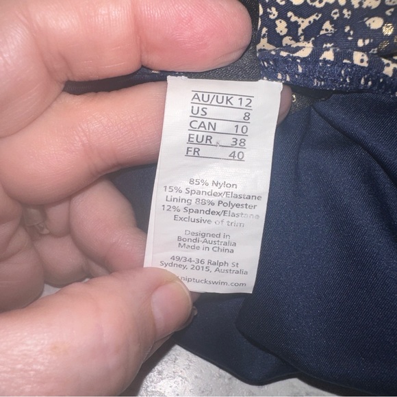 Niptuck Blue & Gold One Piece Ruched Size 8 Swim Suit - Picture 8 of 11